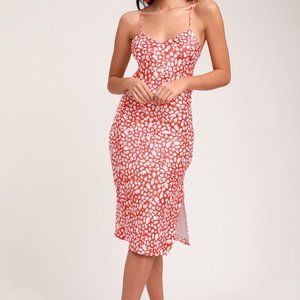 Lulu's | Calling My Spirit Satin Midi Dress | Red